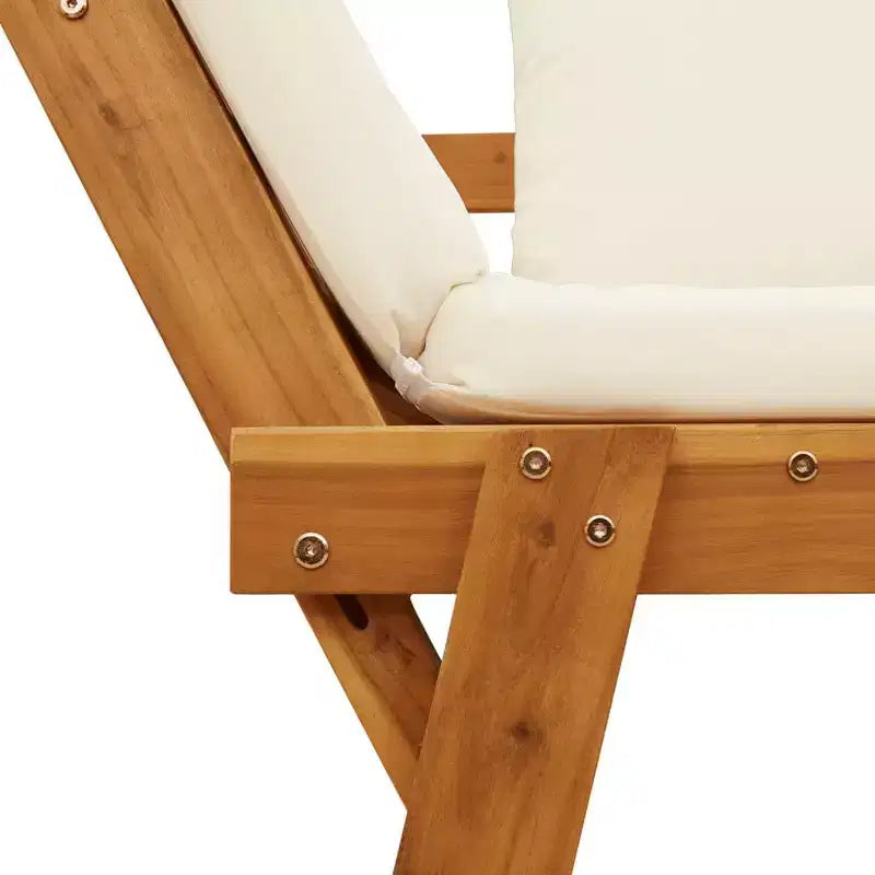 vidaXL Banc de jardin crème blanc bois d'acacia massif 2-en-1 réglable