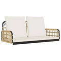 vidaXL Swing Bench Brown, Black, Cream White PE rattan, Powder-coated steel