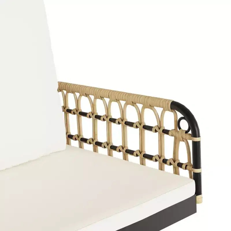 vidaXL Banc balançoire marron, noir, crème rotin PE, acier enduit de poudre