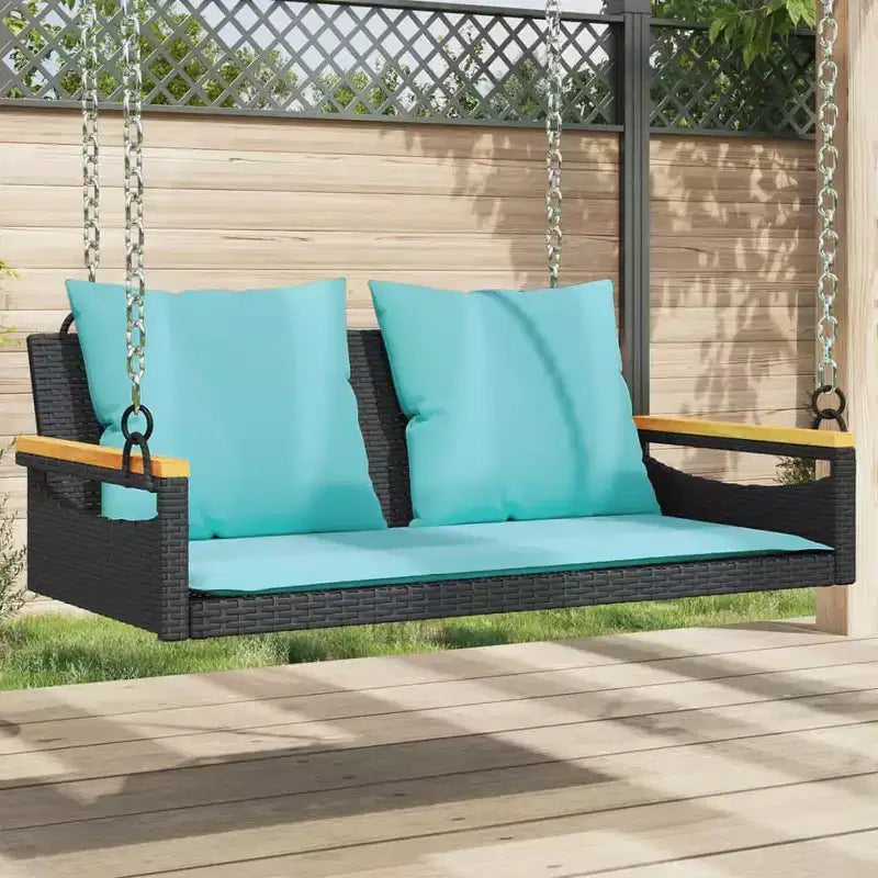 vidaXL Banc-balançoire de jardin noir et bleu