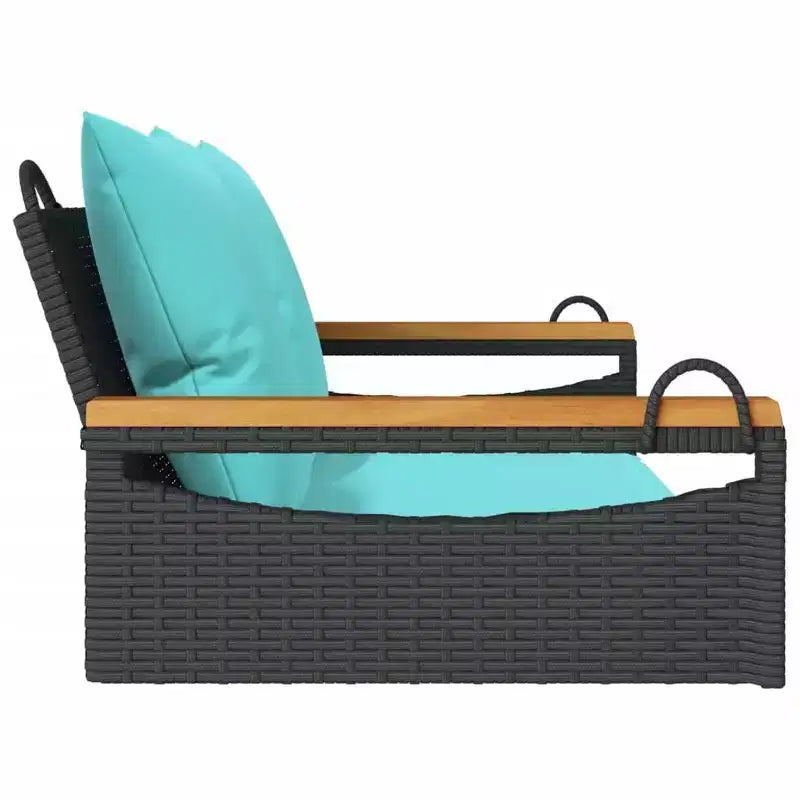 vidaXL Banc-balançoire de jardin noir et bleu