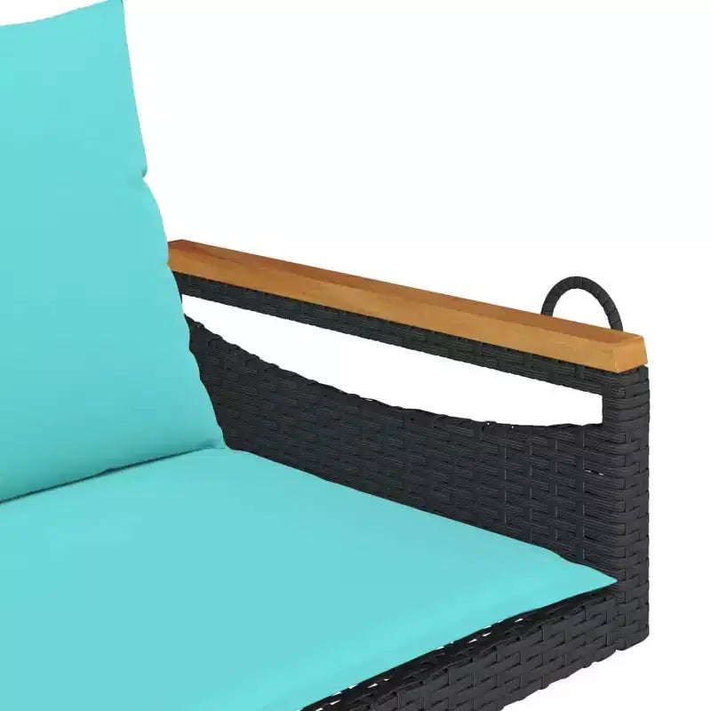 vidaXL Banc-balançoire de jardin noir et bleu