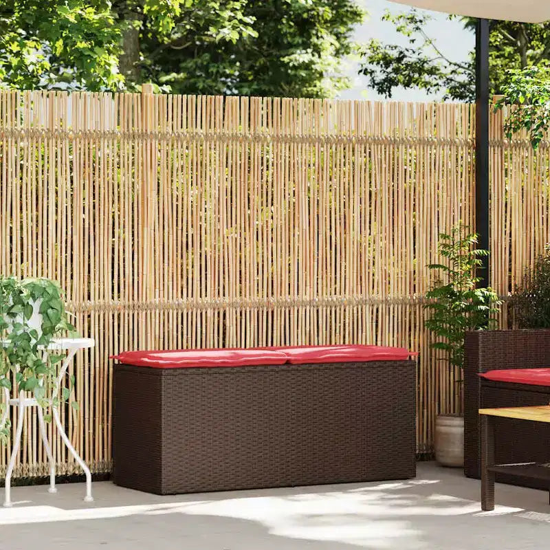 vidaXL Banc de jardin avec coussin marron 43,3x15,7x17,3 cm résine tressée