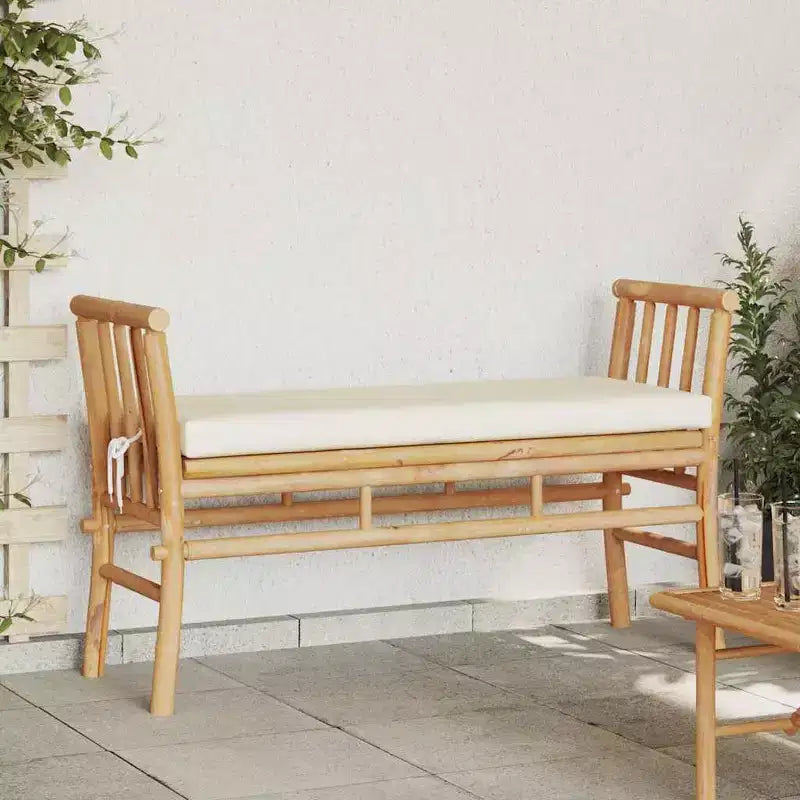 vidaXL Banc de jardin avec coussin marron 110 x 38 x 65 cm bambou