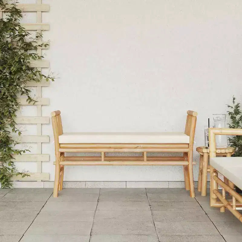 vidaXL Banc de jardin avec coussin marron 110 x 38 x 65 cm bambou