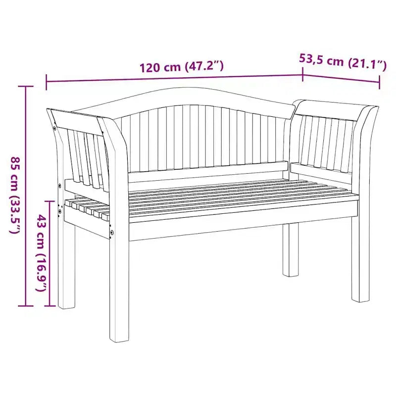 vidaXL Banc marron 120 x 53,5 x 85 cm Bois de teck massif