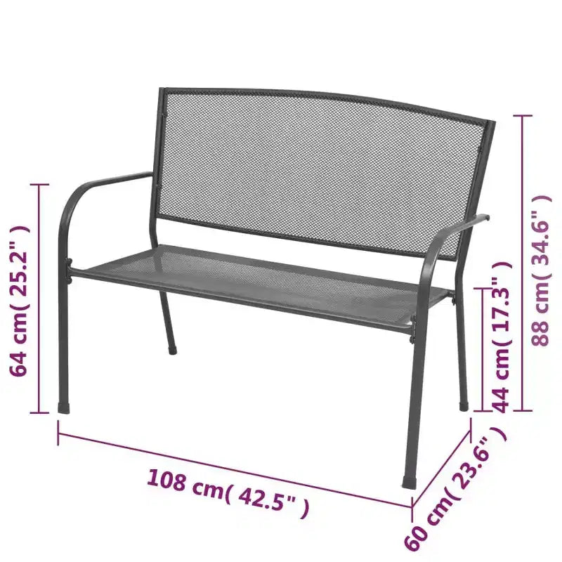 vidaXL Banc de jardin anthracite en acier thermolaqué et enduit de poudre de taille moyenne