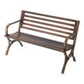 GDFStudio Rashid Modern Metal Patio Bench with Armrests and Slatted Backrest