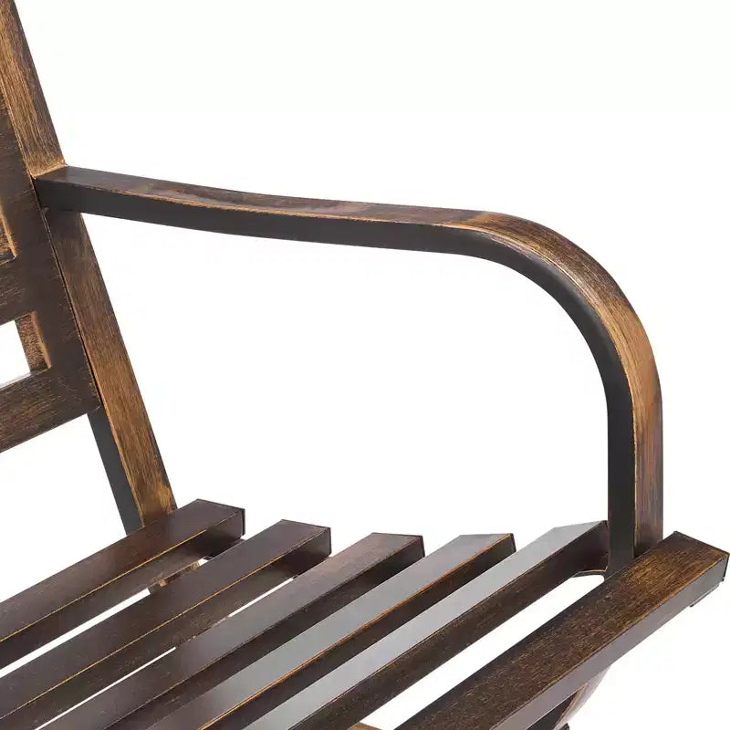 Banc de jardin Rashid GDFStudio en métal moderne avec accoudoirs et dossier à lattes