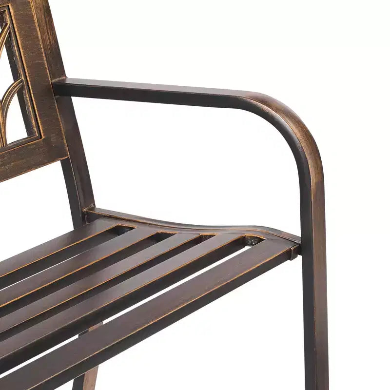 Banc de jardin GDFStudio Daiki moderne en acier avec dossier floral en PVC et accoudoirs à bords arrondis