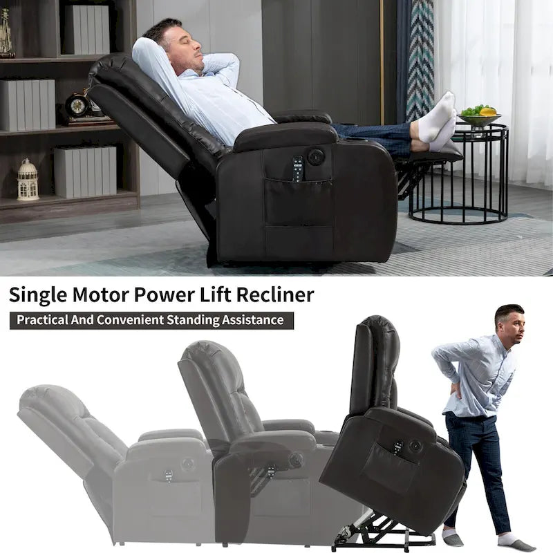 Fauteuil inclinable électrique robuste pour personnes âgées avec massage et chauffage lombaire