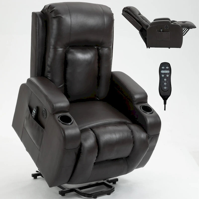 Fauteuil inclinable électrique robuste pour personnes âgées avec massage et chauffage lombaire