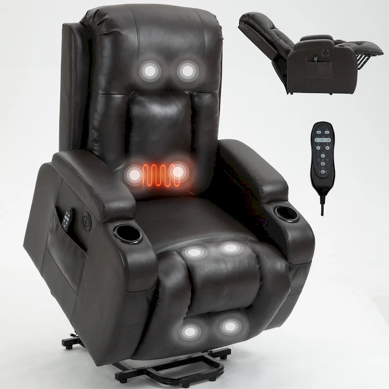 Fauteuil inclinable électrique robuste pour personnes âgées avec massage et chauffage lombaire