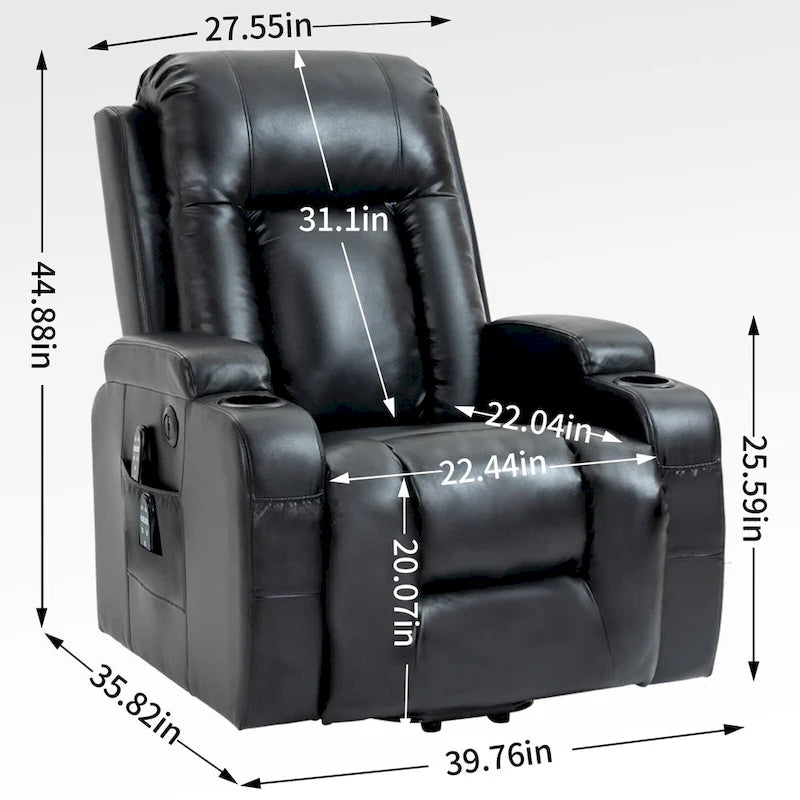 Fauteuil inclinable électrique robuste pour personnes âgées avec massage et chauffage lombaire