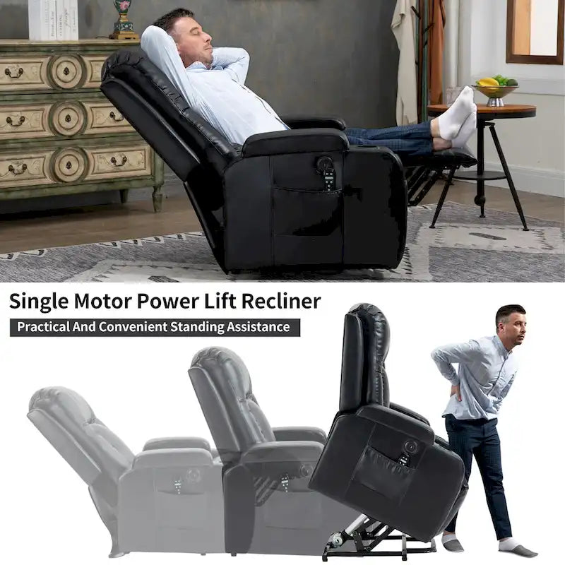 Fauteuil inclinable électrique robuste pour personnes âgées avec massage et chauffage lombaire