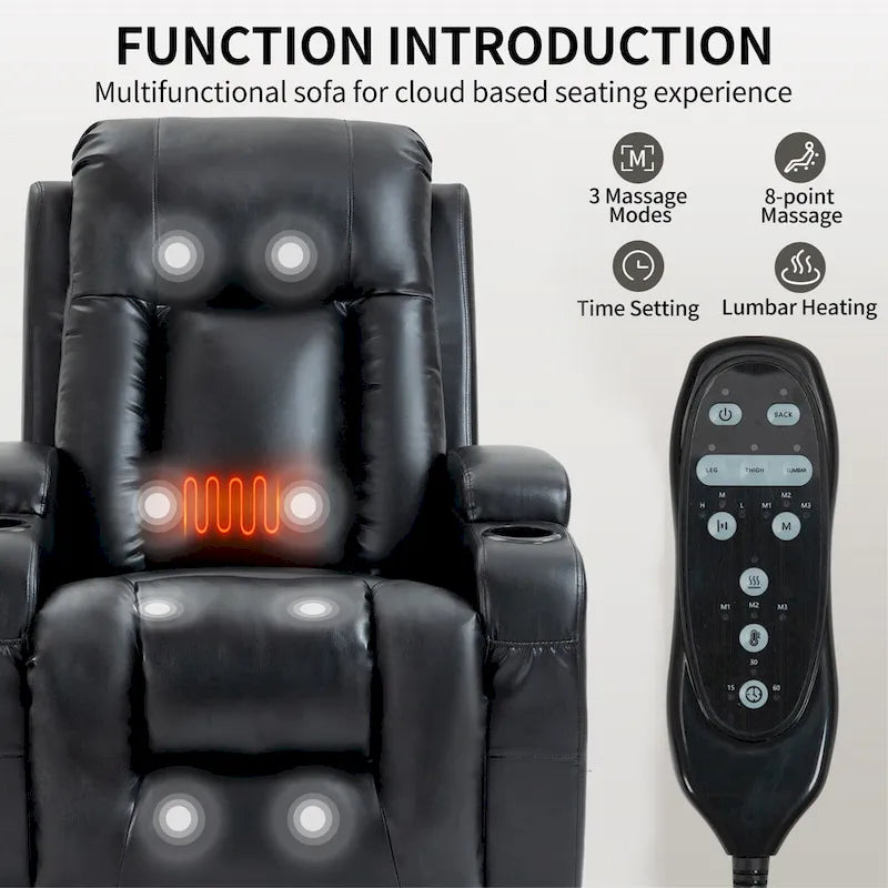 Fauteuil inclinable électrique robuste pour personnes âgées avec massage et chauffage lombaire