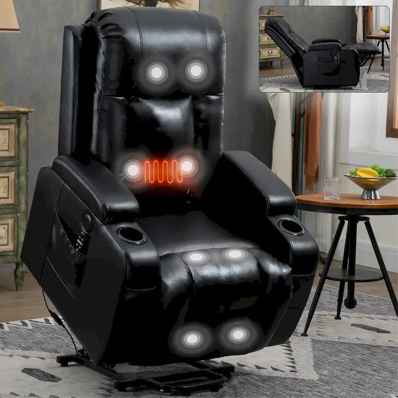 Fauteuil inclinable électrique robuste pour personnes âgées avec massage et chauffage lombaire