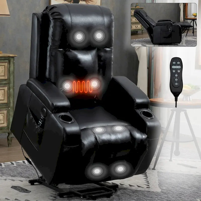 Fauteuil inclinable électrique robuste pour personnes âgées avec massage et chauffage lombaire