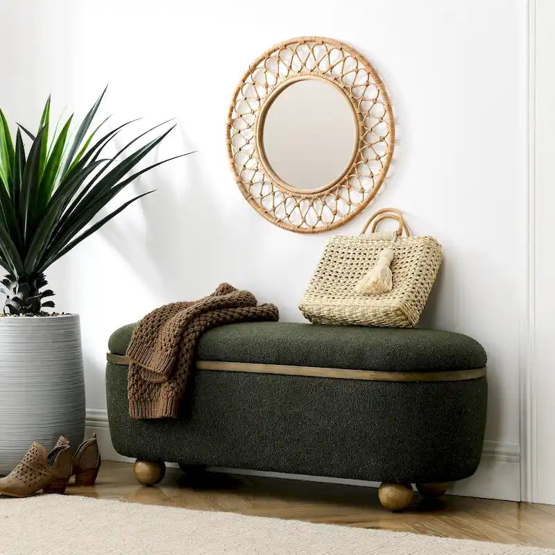 Banc Ottoman de Rangement, Banc Ottoman Capitonnage avec Rangement et Assise, Grand Banc de Rangement pour Couvertures et Repose-Pieds