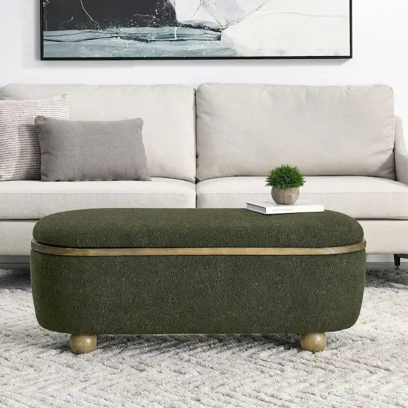 Banc Ottoman de Rangement, Banc Ottoman Capitonnage avec Rangement et Assise, Grand Banc de Rangement pour Couvertures et Repose-Pieds