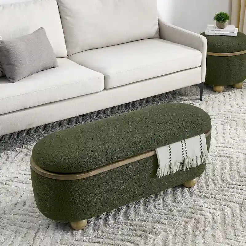 Banc Ottoman de Rangement, Banc Ottoman Capitonnage avec Rangement et Assise, Grand Banc de Rangement pour Couvertures et Repose-Pieds
