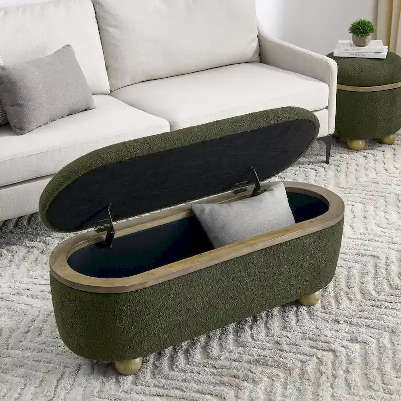 Banc Ottoman de Rangement, Banc Ottoman Capitonnage avec Rangement et Assise, Grand Banc de Rangement pour Couvertures et Repose-Pieds