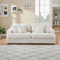 Canapé 3 places en velours côtelé blanc 79,3 avec 4 coussins décoratifs, coussin à ressorts