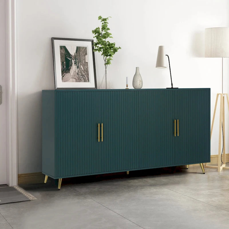 Meuble TV de 60 po avec poignées antiques, rangement et tablettes réglables
