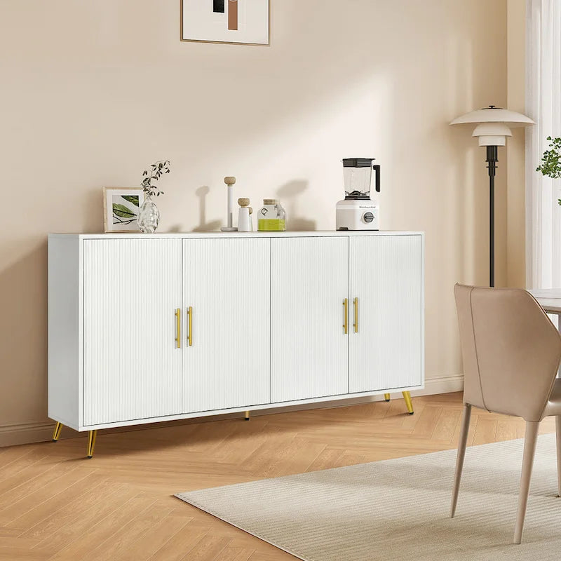 Meuble TV de 60 po avec poignées antiques, rangement et tablettes réglables