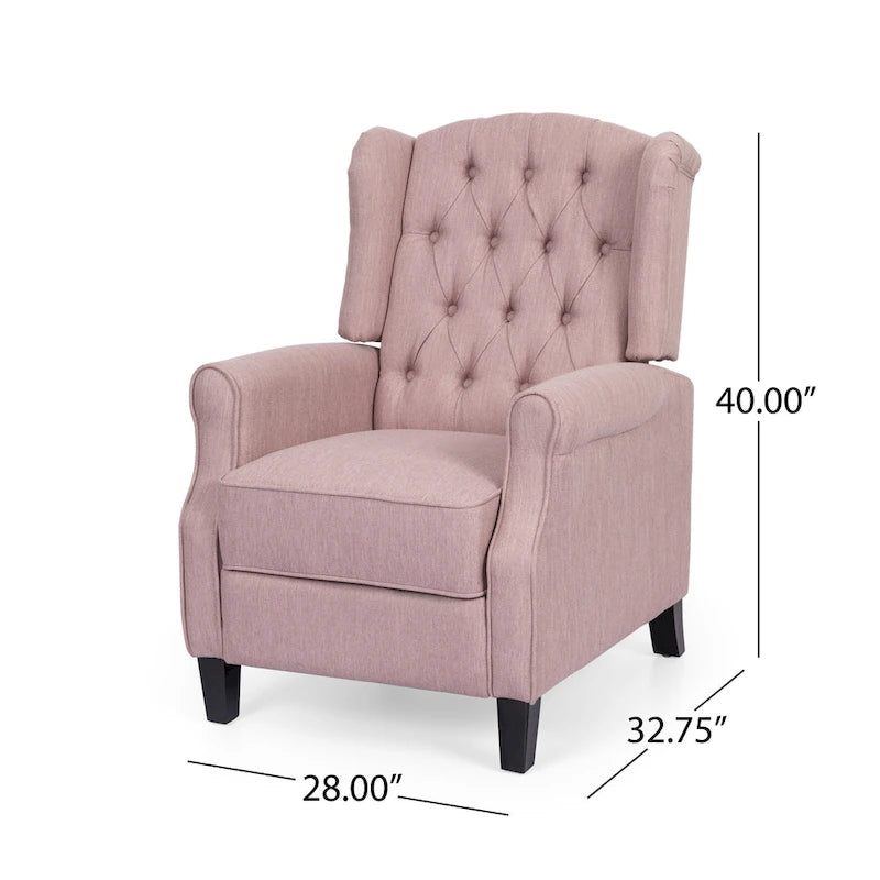 Fauteuil inclinable moderne à oreilles, avec repose-pieds, capitonné et pieds en bouleau