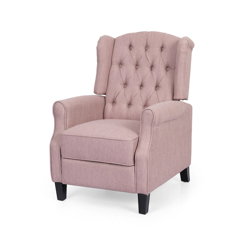 Fauteuil inclinable moderne à oreilles, avec repose-pieds, capitonné et pieds en bouleau