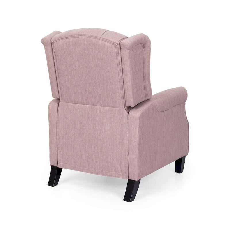 Fauteuil inclinable moderne à oreilles, avec repose-pieds, capitonné et pieds en bouleau