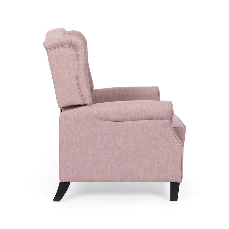 Fauteuil inclinable moderne à oreilles, avec repose-pieds, capitonné et pieds en bouleau