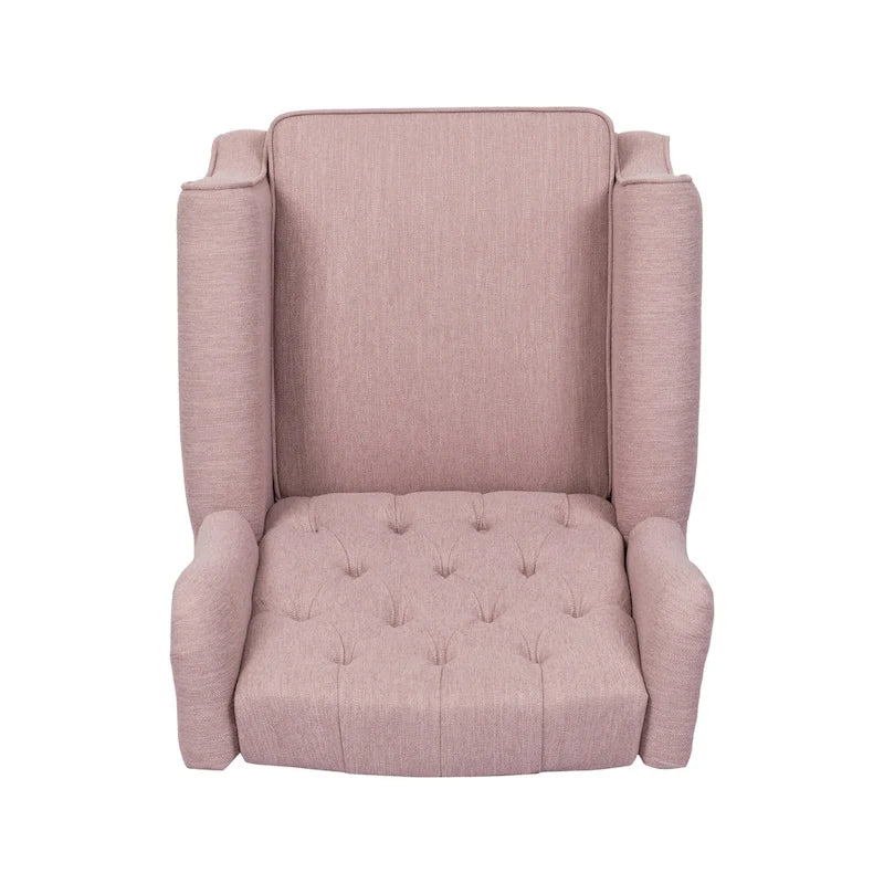 Fauteuil inclinable moderne à oreilles, avec repose-pieds, capitonné et pieds en bouleau
