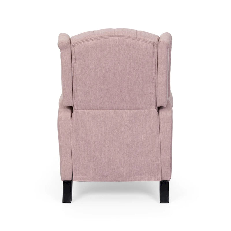Fauteuil inclinable moderne à oreilles, avec repose-pieds, capitonné et pieds en bouleau