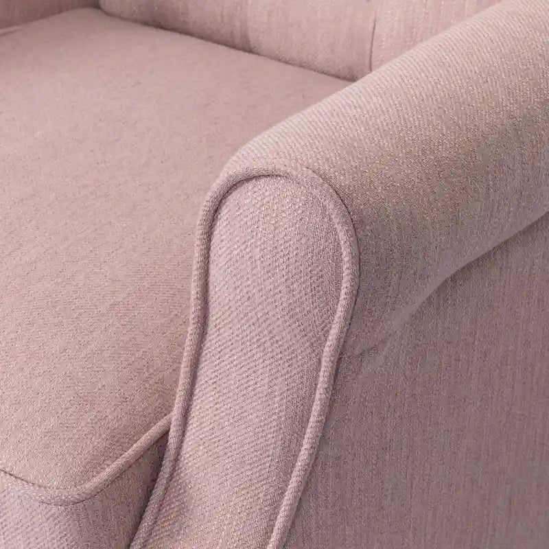 Fauteuil inclinable moderne à oreilles, avec repose-pieds, capitonné et pieds en bouleau