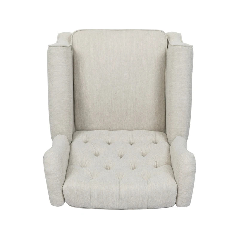 Fauteuil inclinable moderne à oreilles, avec repose-pieds, capitonné et pieds en bouleau