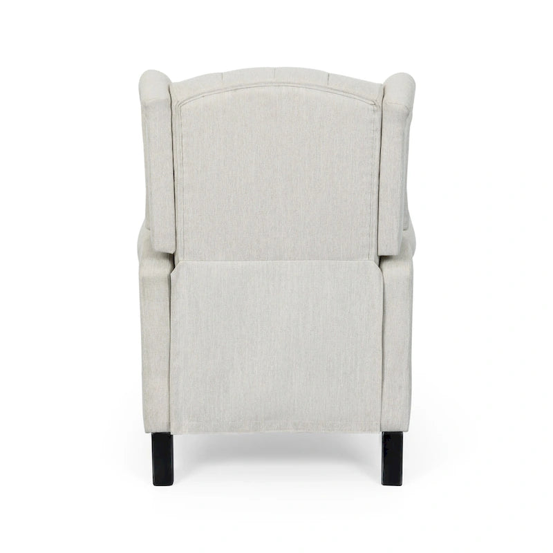 Fauteuil inclinable moderne à oreilles, avec repose-pieds, capitonné et pieds en bouleau