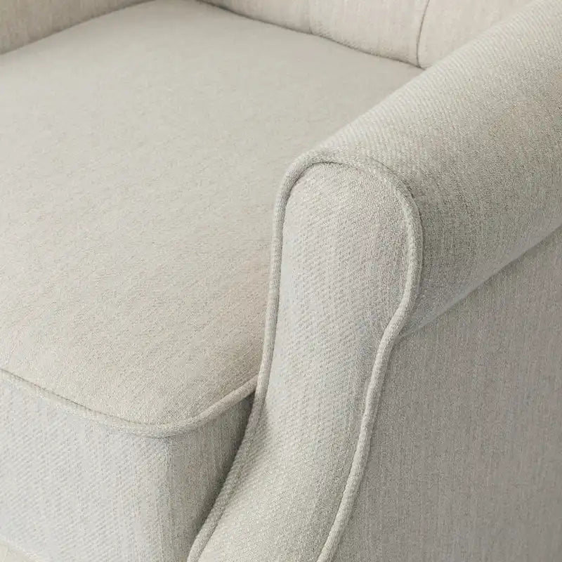 Fauteuil inclinable moderne à oreilles, avec repose-pieds, capitonné et pieds en bouleau