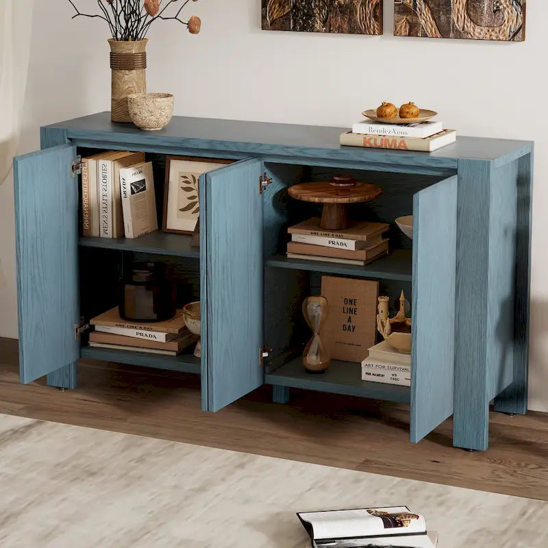 Retro 4-door Sideboard with Distressed Finish
