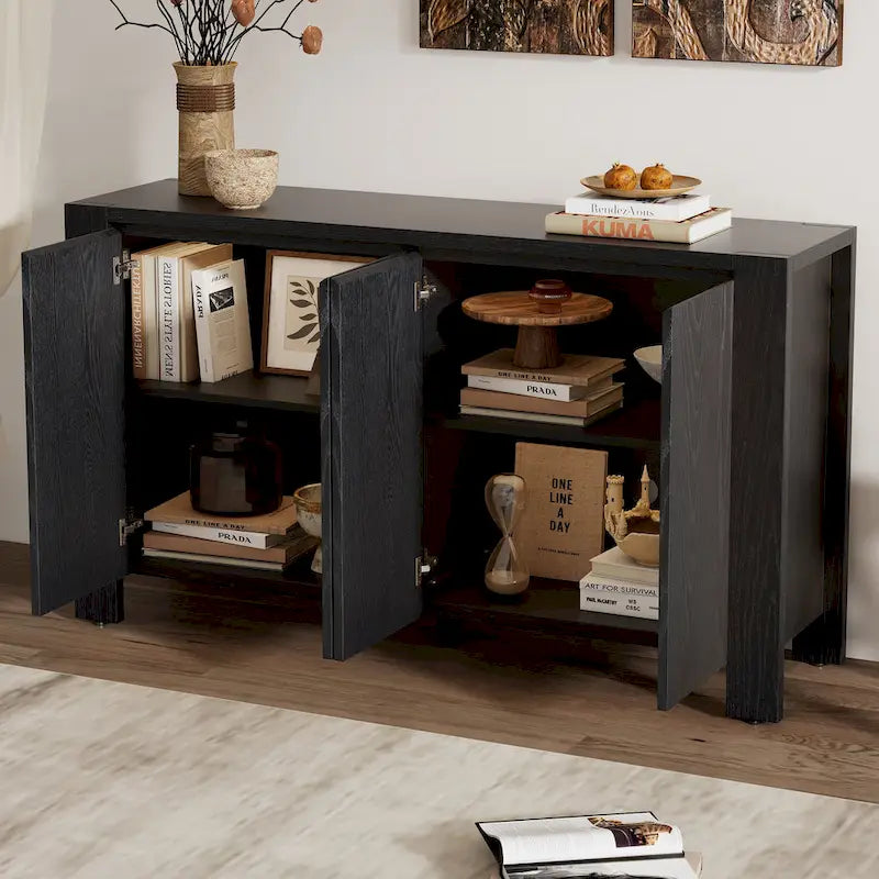 Buffet rétro à 4 portes avec finition vieillie
