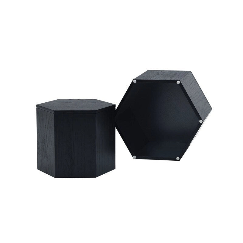 Tables basses, tables d'appoint/tables gigognes en MDF avec placage frêne/chêne/noyer (lot de 2) pour salon, bureau, chambre à coucher
