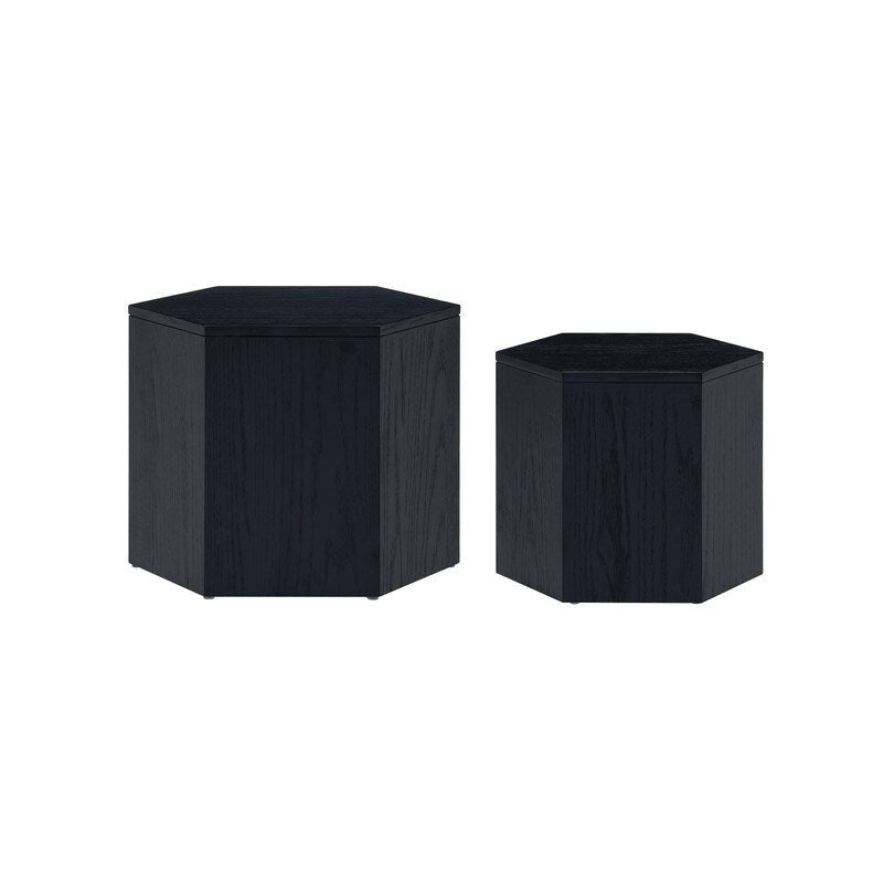 Tables basses, tables d'appoint/tables gigognes en MDF avec placage frêne/chêne/noyer (lot de 2) pour salon, bureau, chambre à coucher