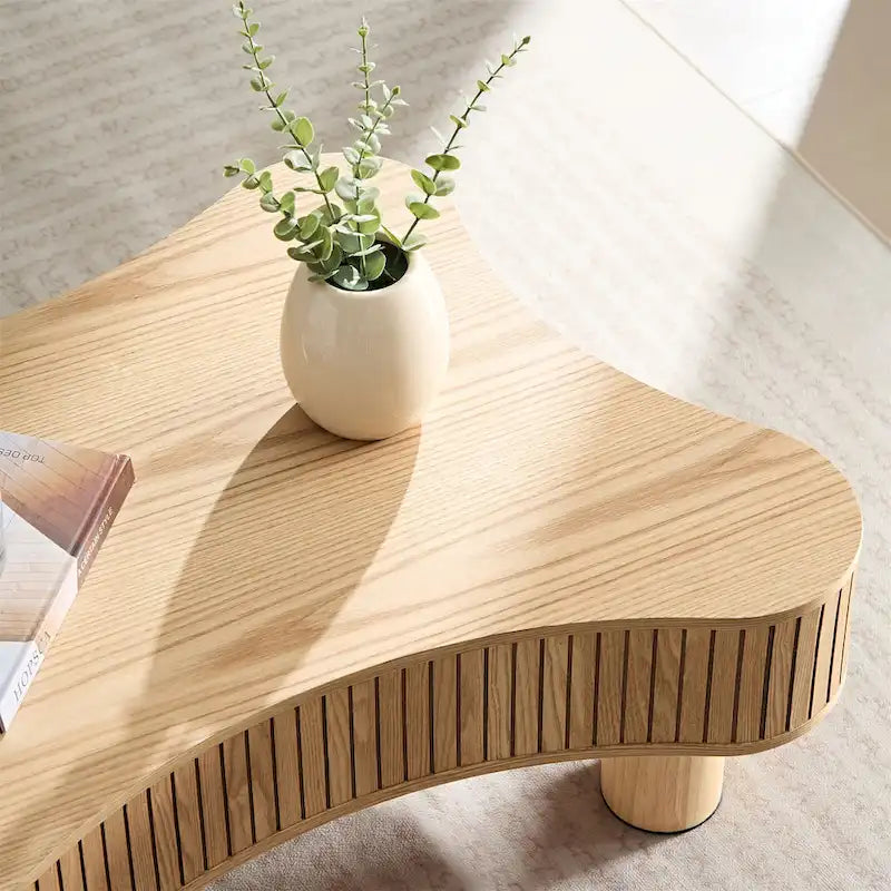Table basse tambour moderne en bois fabriquée à la main de 42,52 pouces