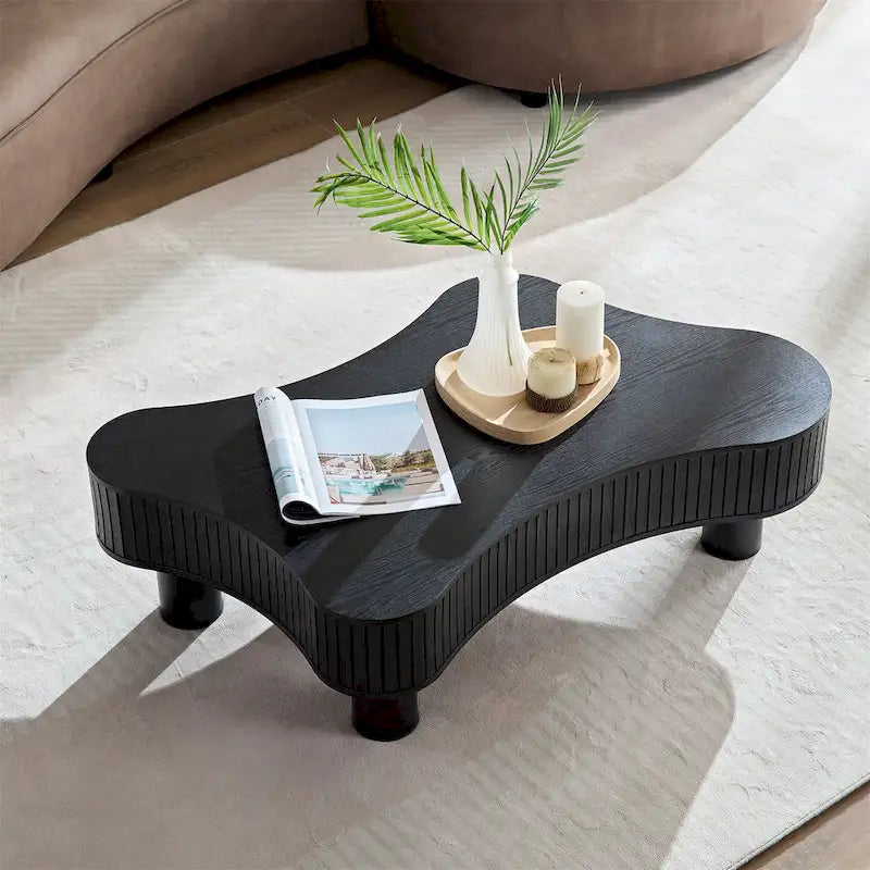 Table basse tambour moderne en bois fabriquée à la main de 42,52 pouces