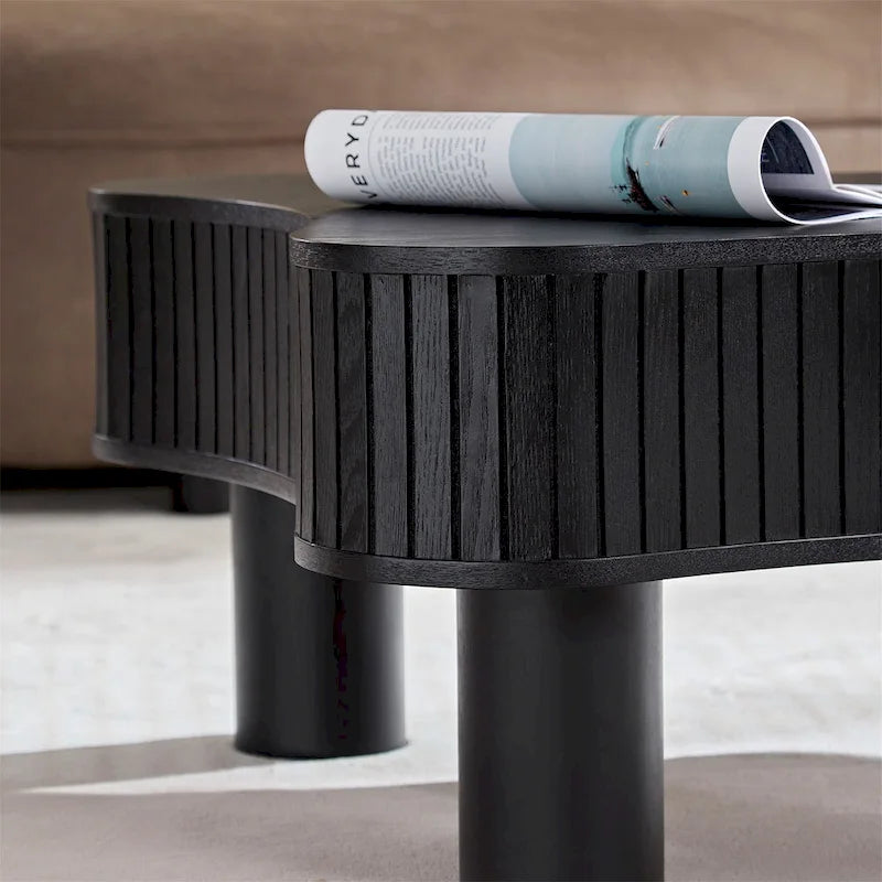 Table basse tambour moderne en bois fabriquée à la main de 42,52 pouces