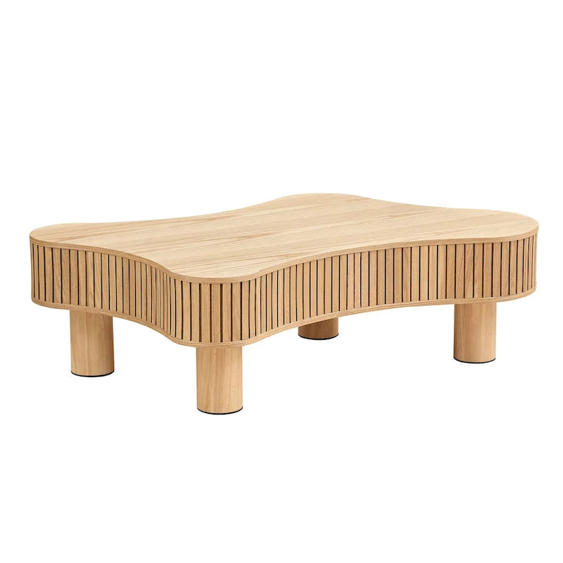 Table basse tambour moderne en bois fabriquée à la main de 42,52 pouces