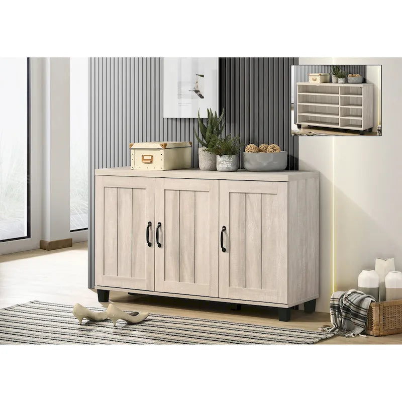 Meuble à chaussures 3 portes, style moderne, 45 W, avec 6 étagères réglables