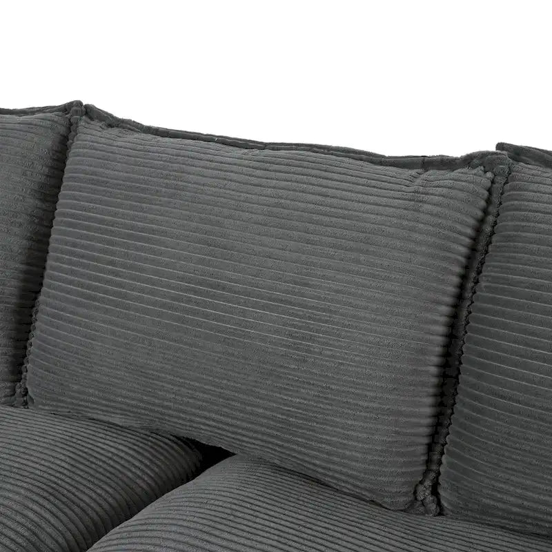 Canapé incurvé moderne de 85,4", dossier rembourré avec 2 oreillers décoratifs, canapé en tissu velours côtelé