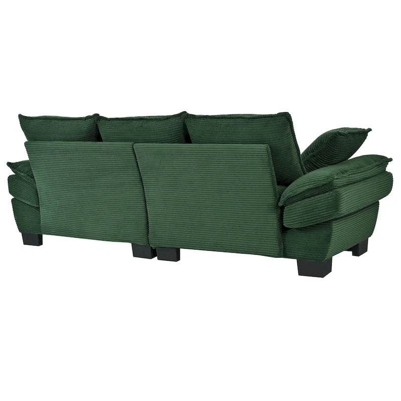 Canapé incurvé moderne de 85,4", dossier rembourré avec 2 oreillers décoratifs, canapé en tissu velours côtelé
